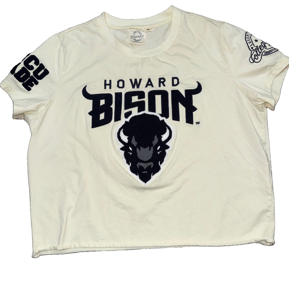Howard University Bison HBCU Shirt Textured Logo Crop Top XL Collegiate Luxe